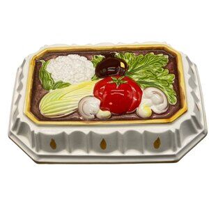 vintage mold ceramic decorative wall artwork rectangle vegetables tomato READ
